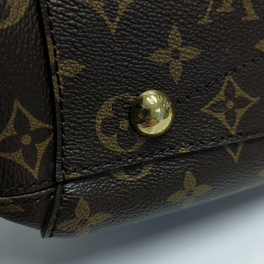 MONTAIGNE MM Monogram Coated Canvas Brown