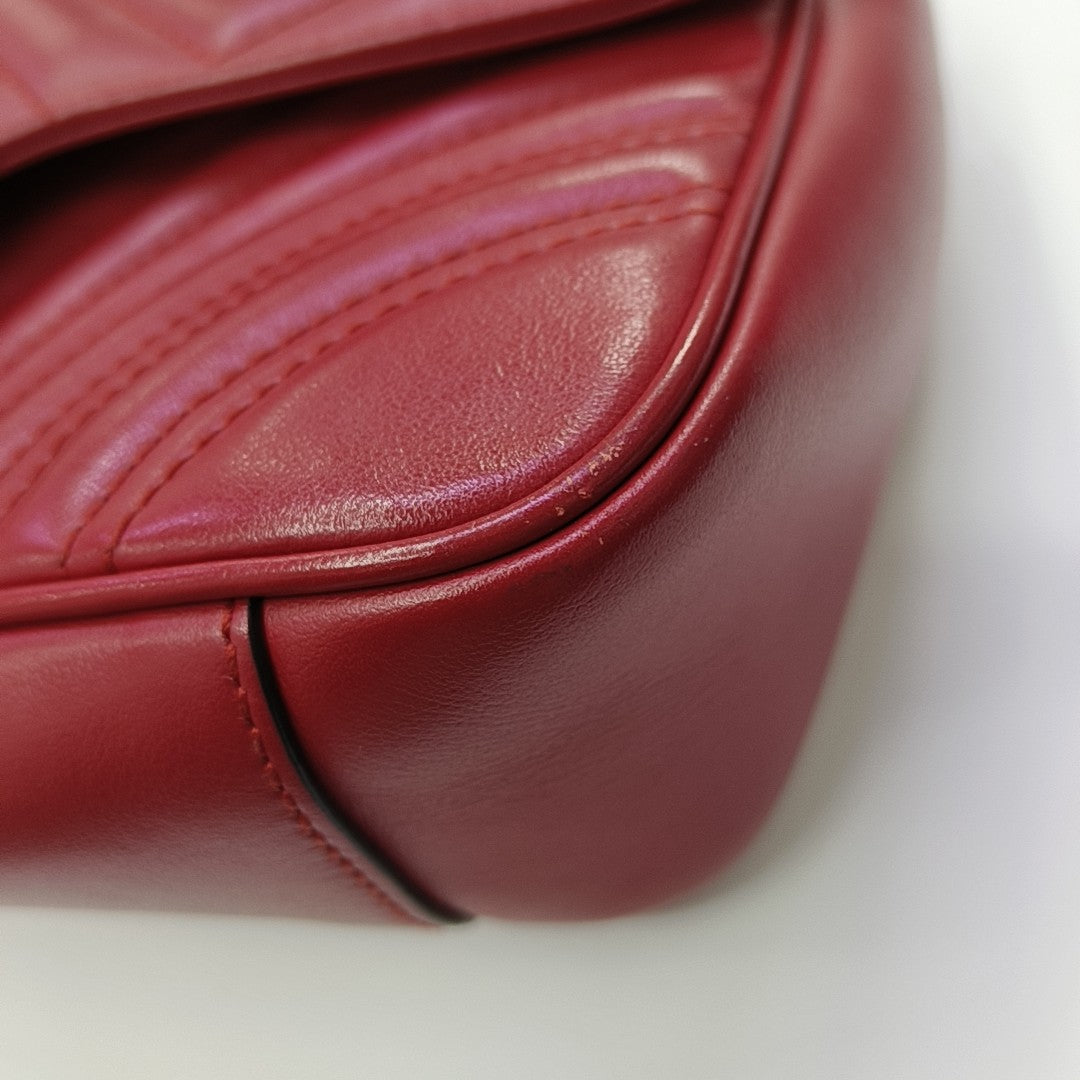 GG Marmont Medium Quilted Calfskin Red