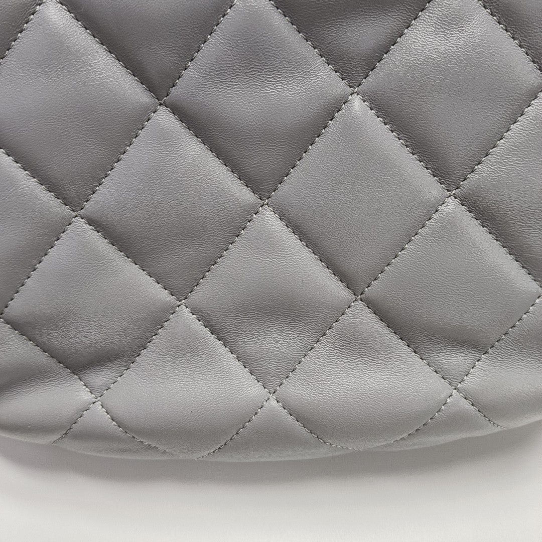 Quilted Lambskin Top Handle Bag Gray