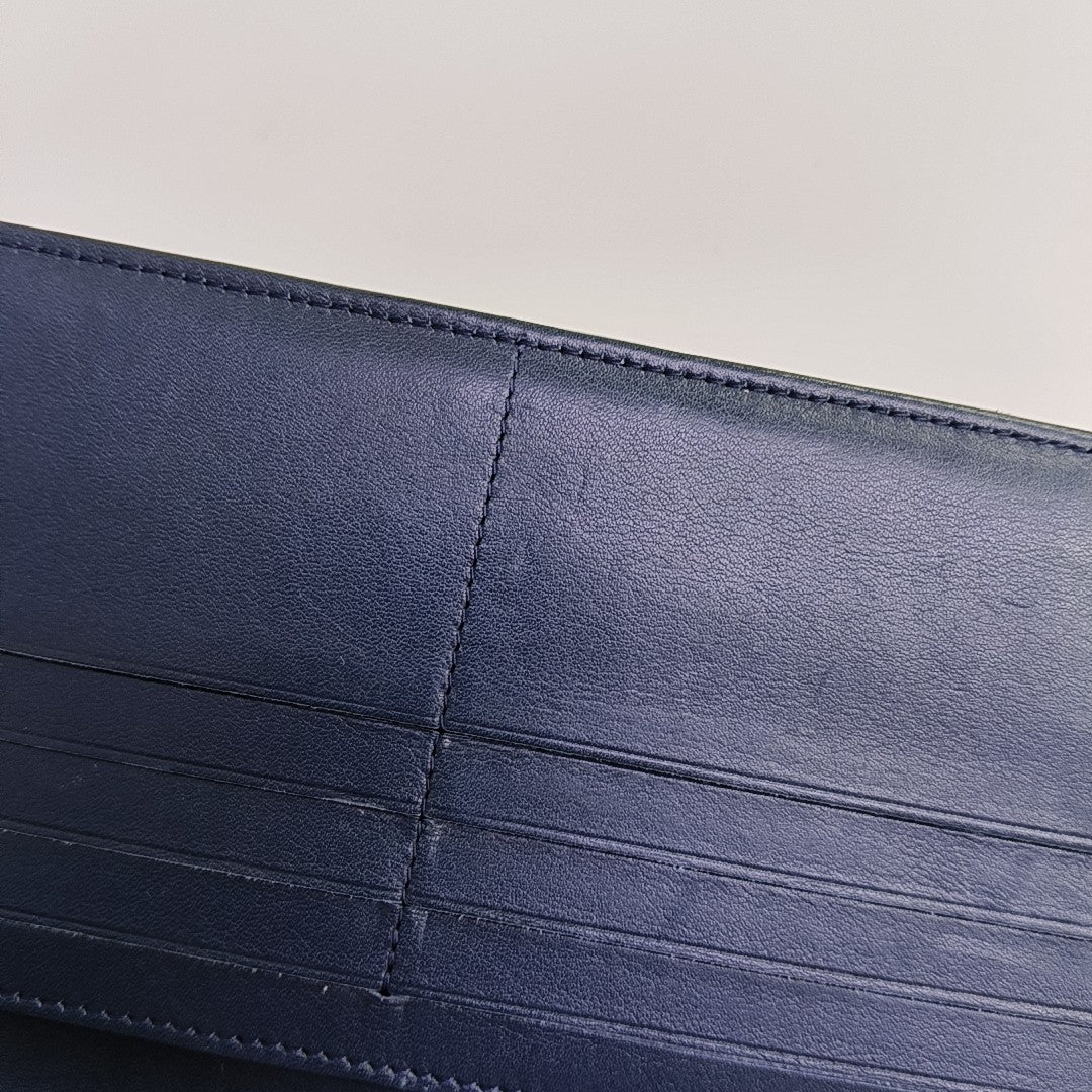 Quilted Patent Calfskin Wallet Blue