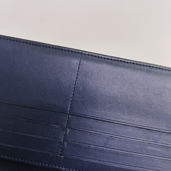 Quilted Patent Calfskin Wallet Blue