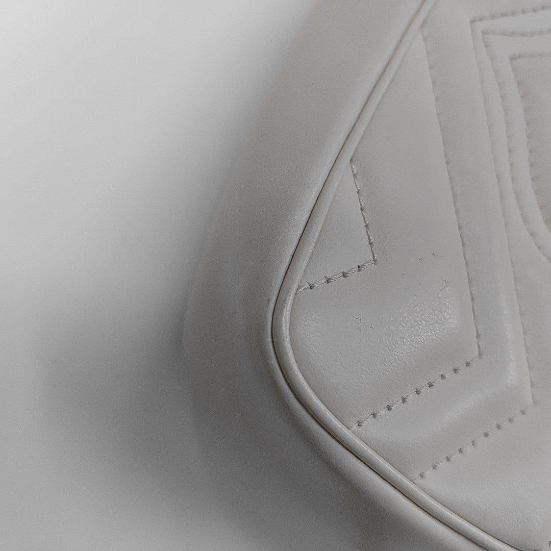 GG Marmont Mini Quilted Calfskin White