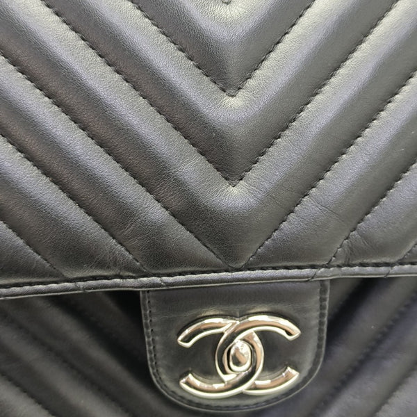Chevron Calfskin Backpack Black