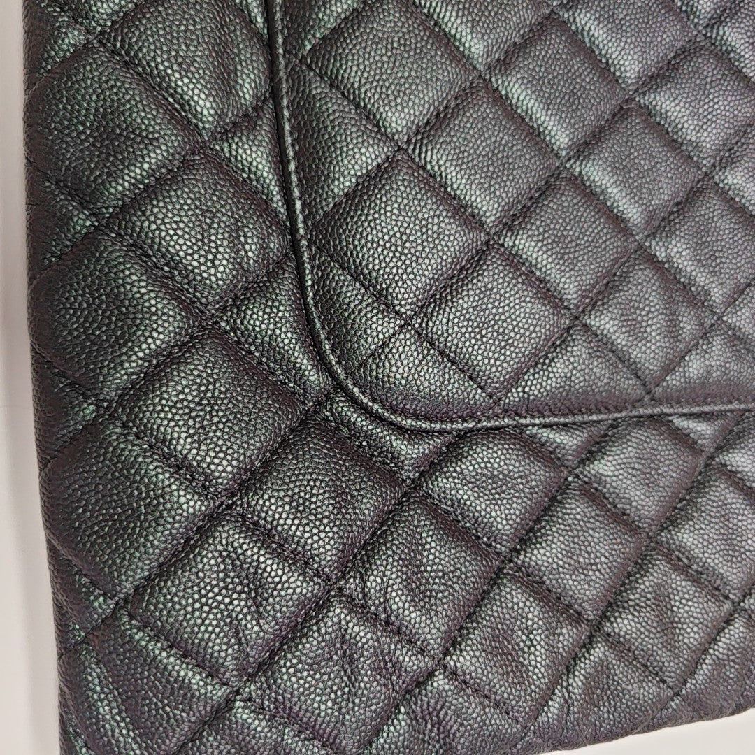 Quilted Patent Leather Tote Bag Green