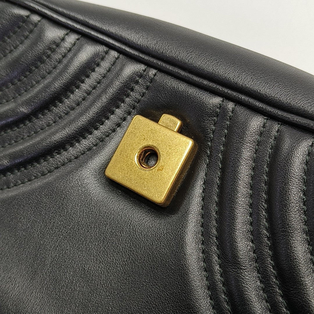 GG Marmont Small Quilted Calfskin Black