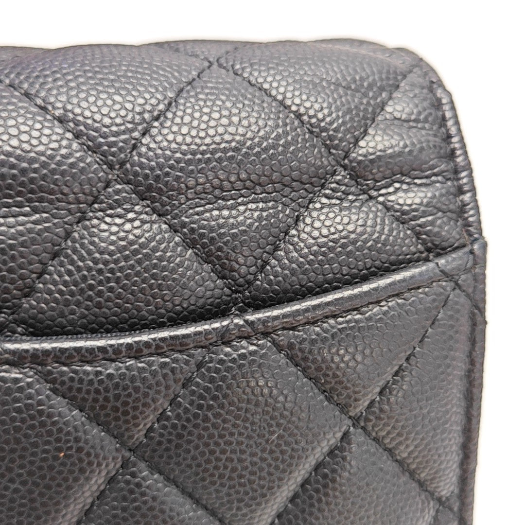 Quilted Grained Calfskin Wallet Black