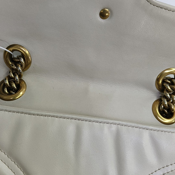 GG Marmont Small Quilted Calfskin White