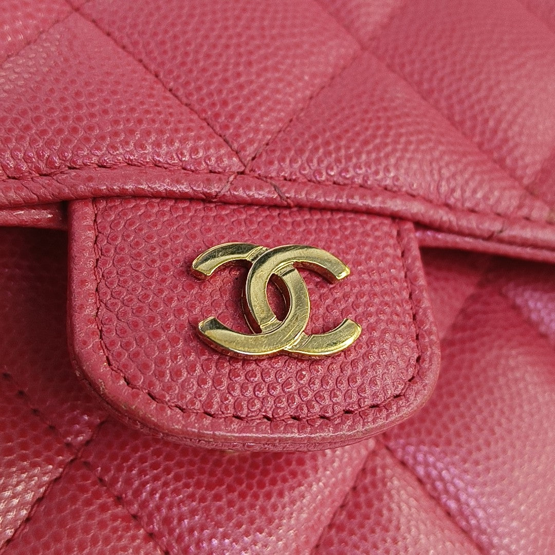 Cartera rosa de piel de cordero acolchada CLÁSICA CON SOLAPA