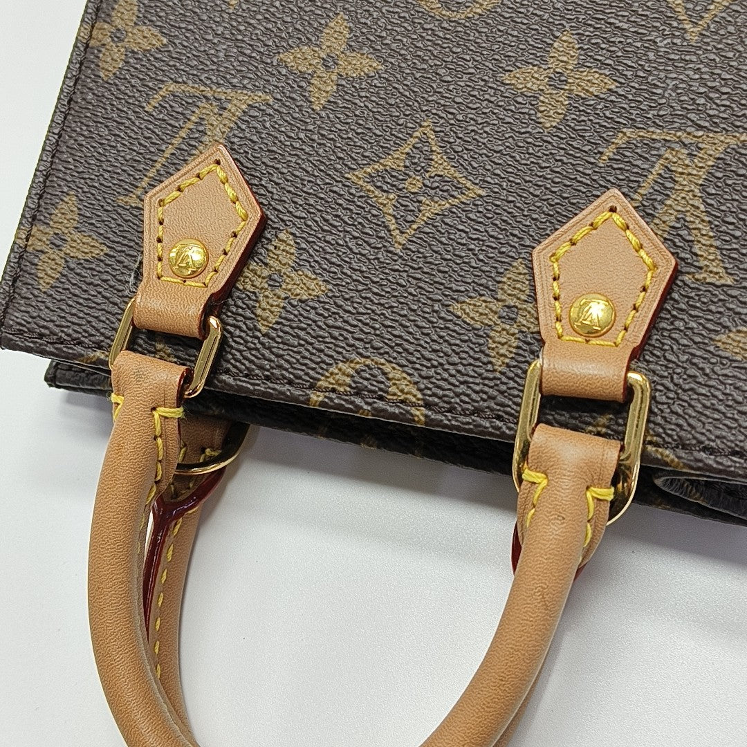 SAC PLAT Mini Monogram Coated Canvas Brown