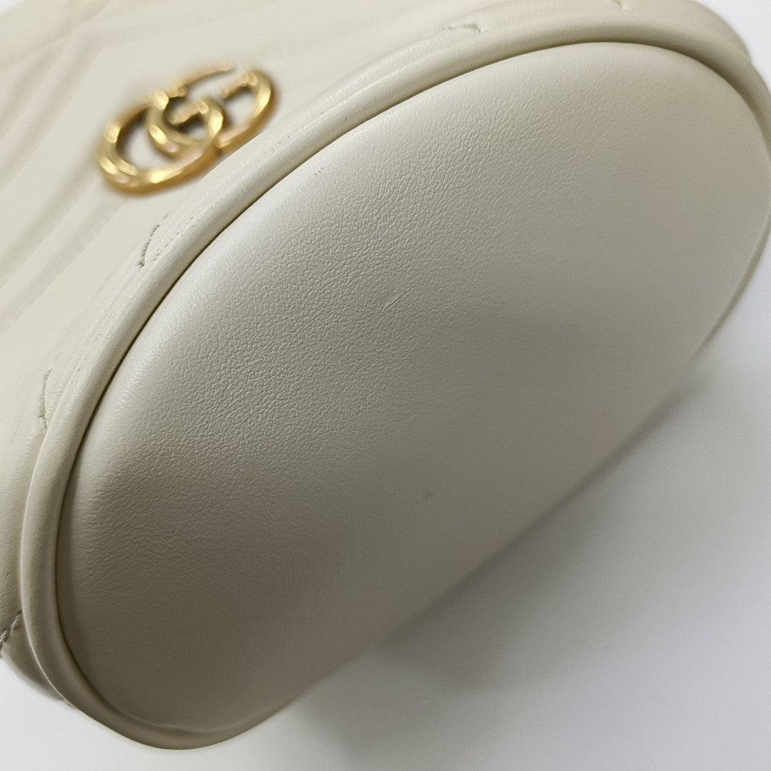 GG Marmont Mini Quilted Calfskin White