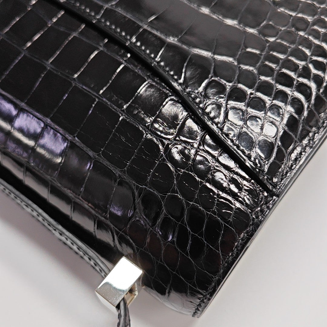 Constance 23 Shiny Porosus Crocodile Black