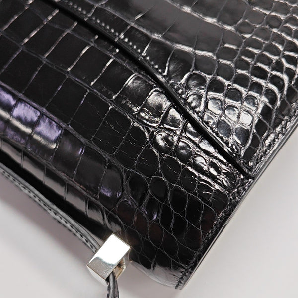 Constance 23 Shiny Porosus Crocodile Black