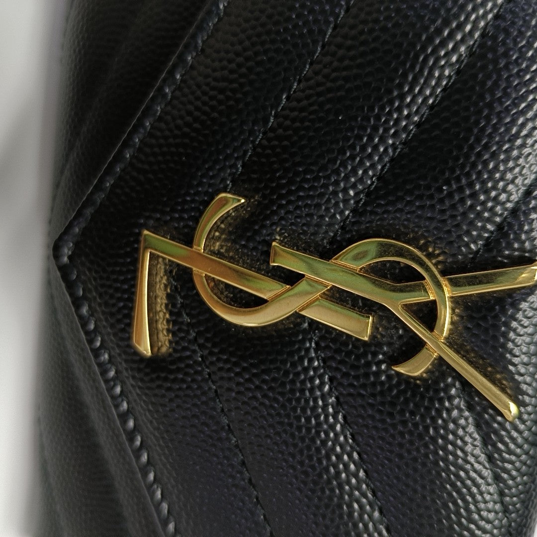 MONOGRAM Small Chevron Calfskin Black Wallet