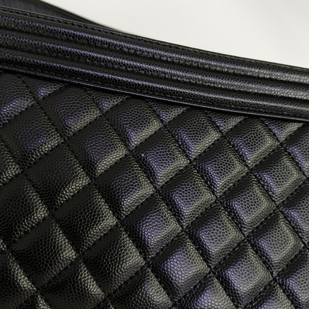 BOY CHANEL Medium Quilted Grained Calfskin Black
