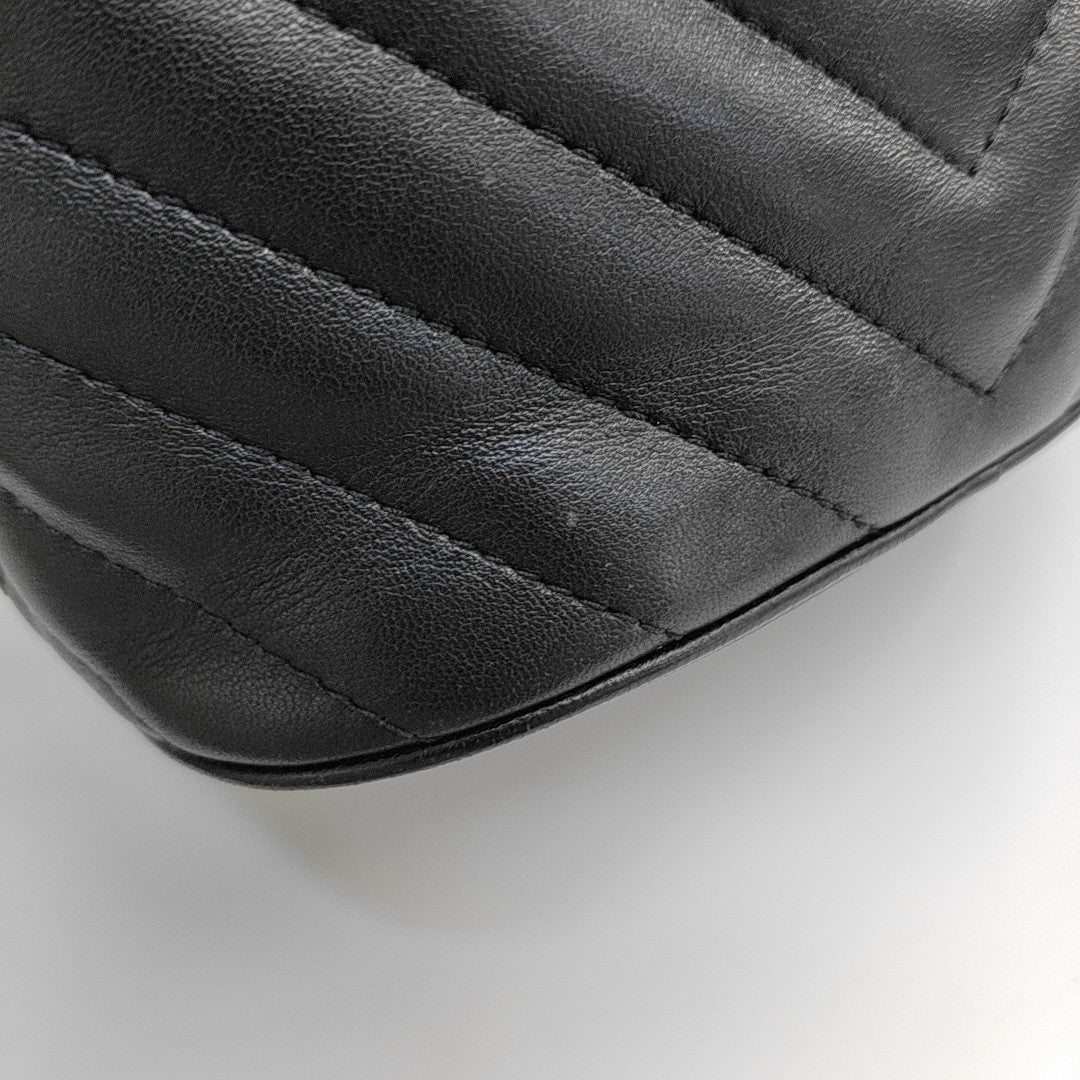 Quilted Lambskin Bucket Bag Black