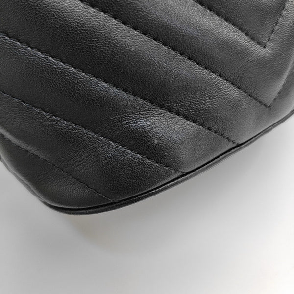 Quilted Lambskin Bucket Bag Black