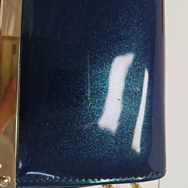 Patent Leather Top Handle Bag Blue