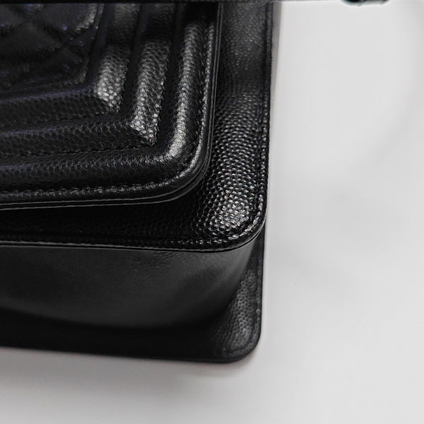 BOY CHANEL Medium Quilted Grained Calfskin Black