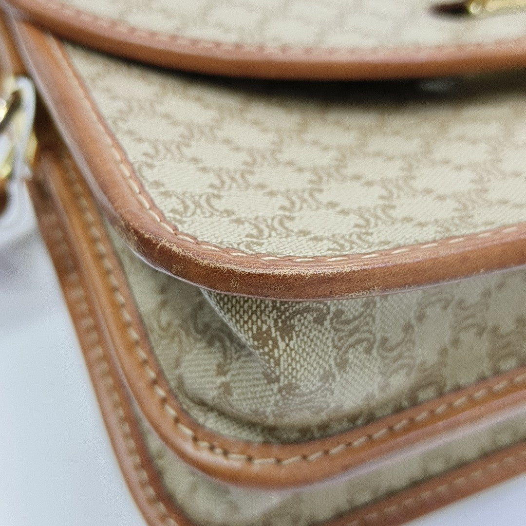 Coated Canvas Shoulder Bag Beige