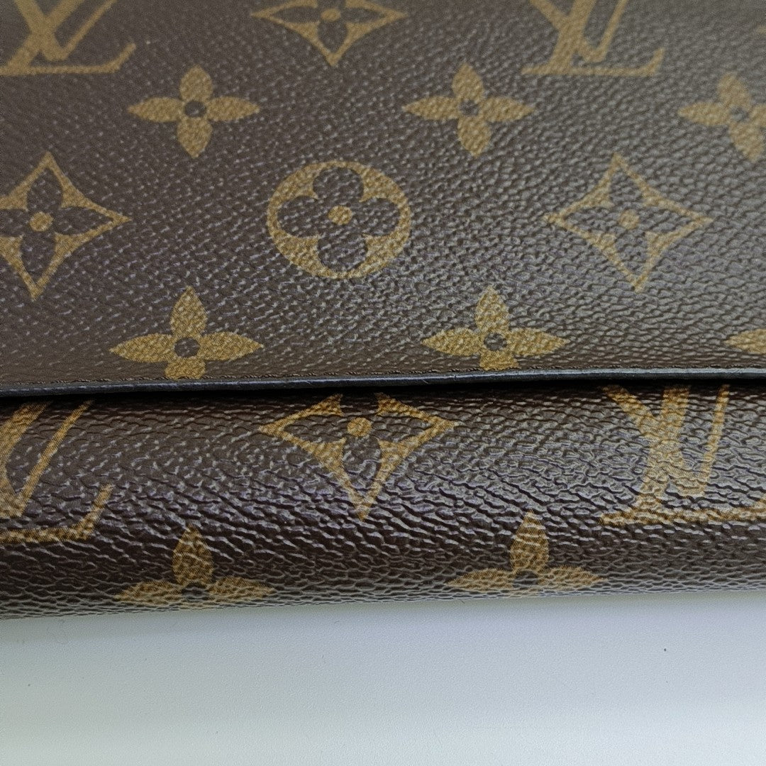 SARAH Monogram Coated Canvas Brown Wallet