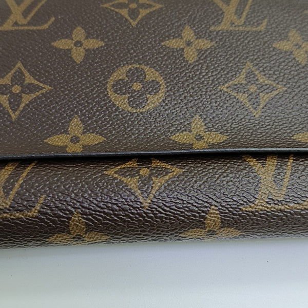 SARAH Monogram Coated Canvas Brown Wallet