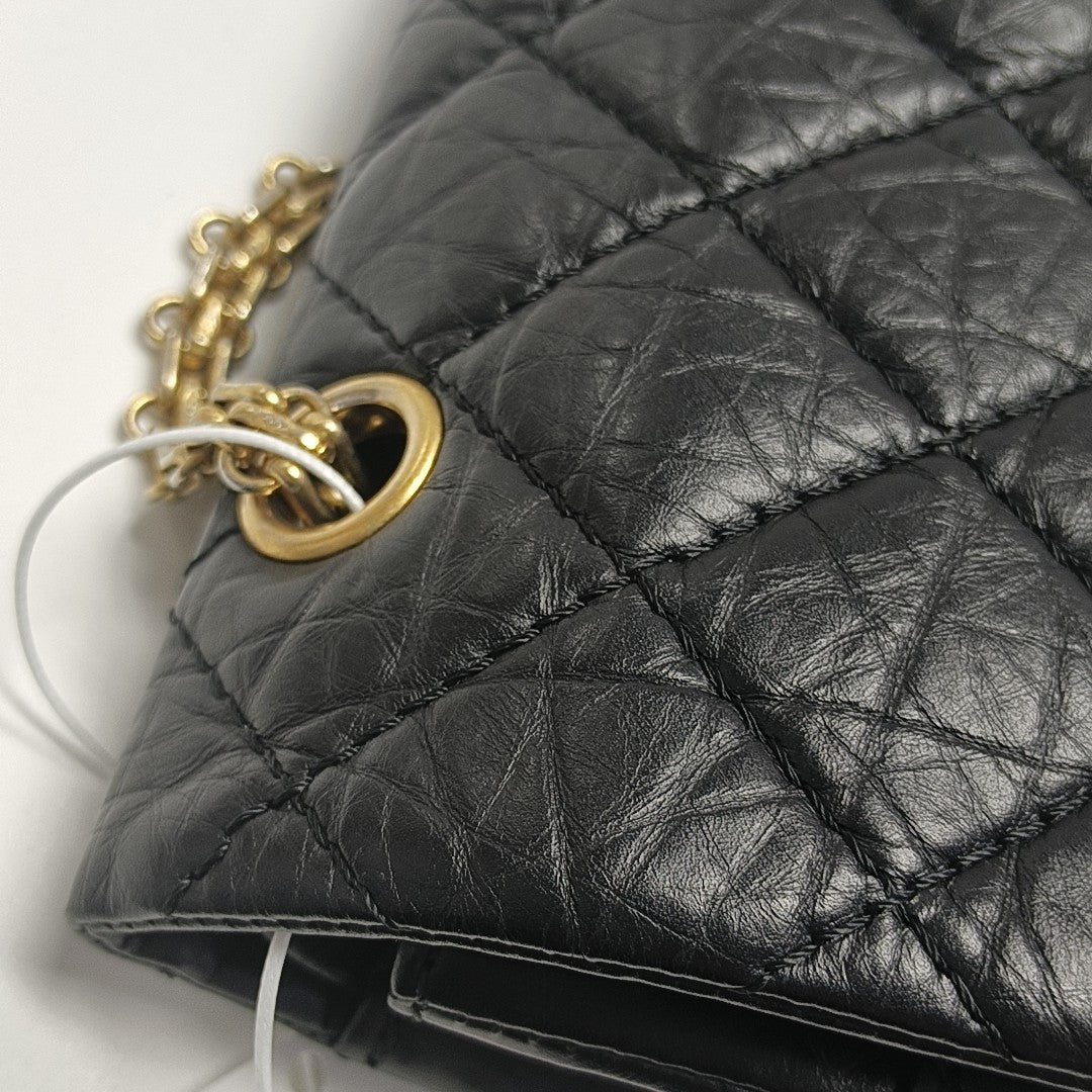 2.55 Maxi Quilted Waxed Cafskin Black