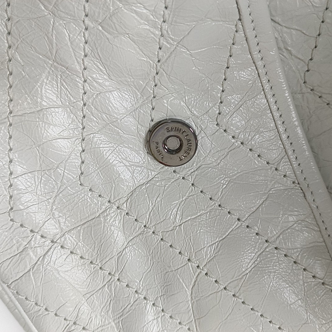 NIKI Medium Chevron Calfskin White