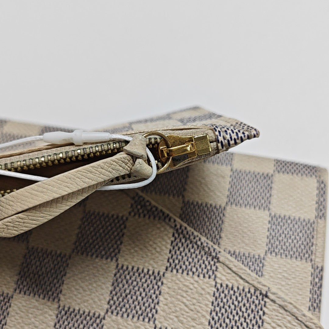 SARAH Damier Azur Coated Canvas White Wallet