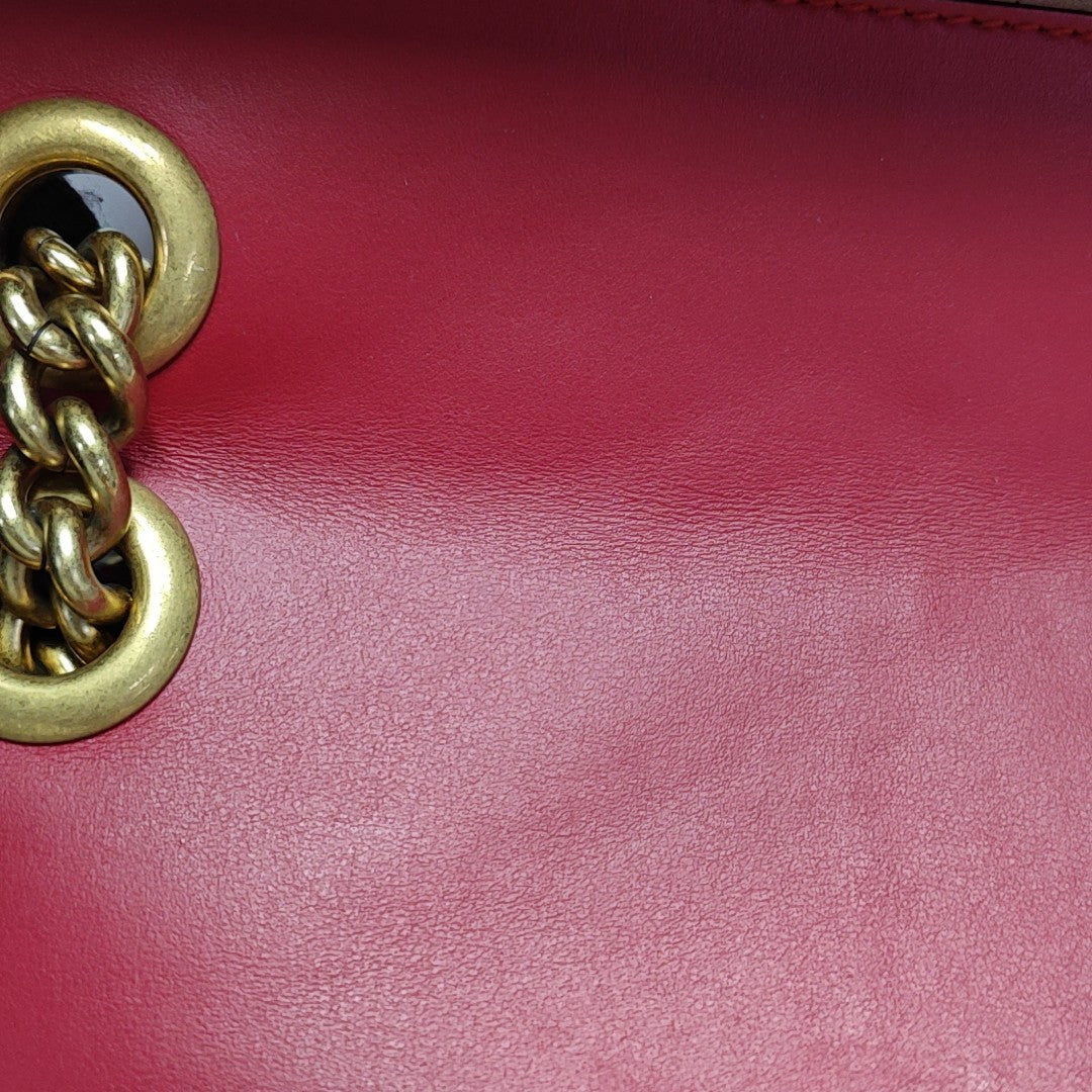 GG Marmont Small Quilted Calfskin Red