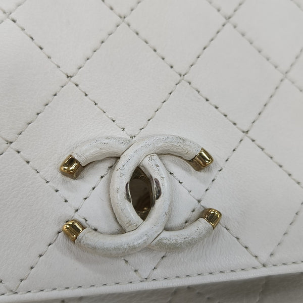 Quilted Calfskin Shoulder Bag White
