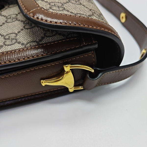 Horsebit 1955 Medium Monogram Coated Canvas Beige