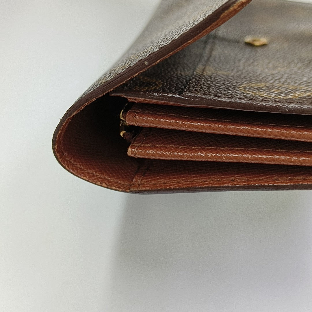 PORTE MONNAIE Monogram Coated Canvas Brown Wallet