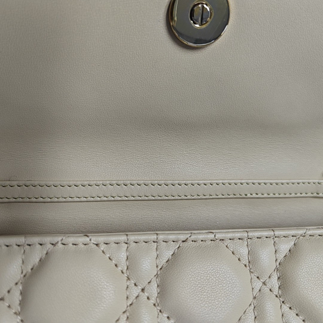 Lady Dior Mini Cannage Lambskin Beige