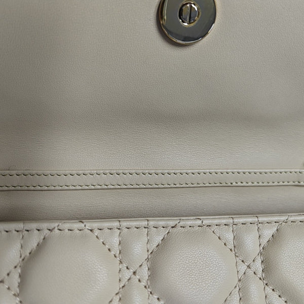 Lady Dior Mini Cannage Lambskin Beige