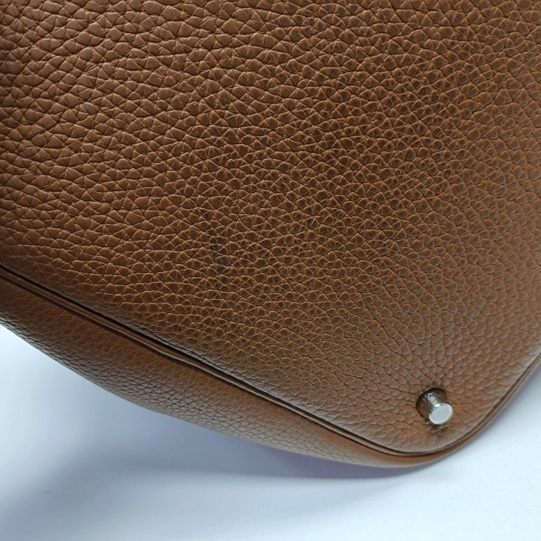 Authenticated pre-owned  Picotin Lock 22 Clemence Brown - Bucket Bag at Looply