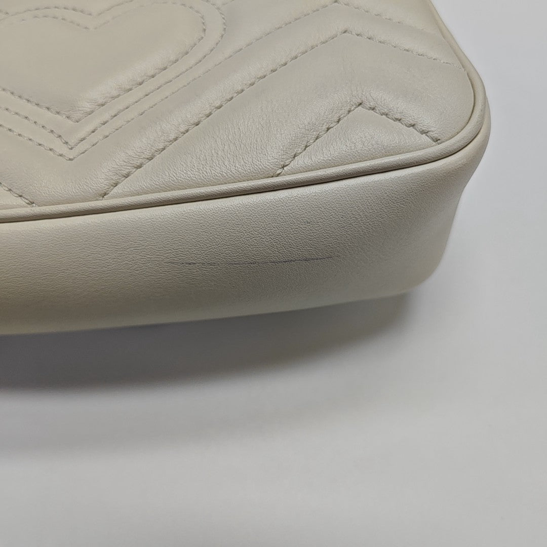 GG Marmont Mini Quilted Calfskin White