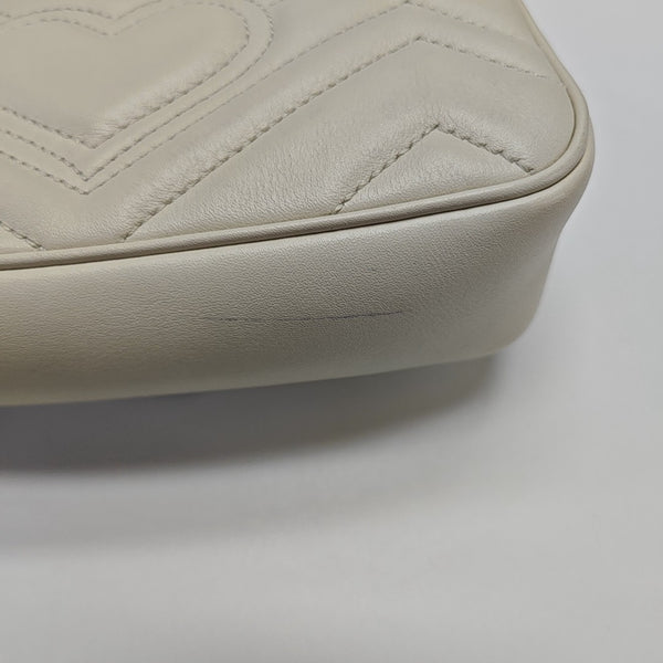 GG Marmont Mini Quilted Calfskin White