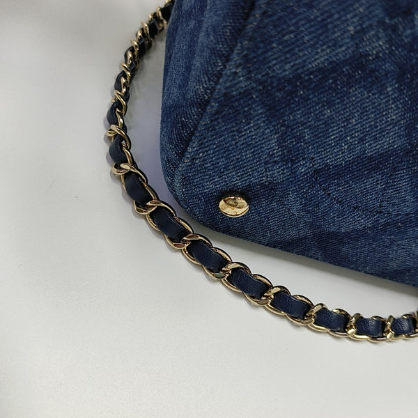 VINTAGE COSMETIC BAGS Quilted Denim Blue