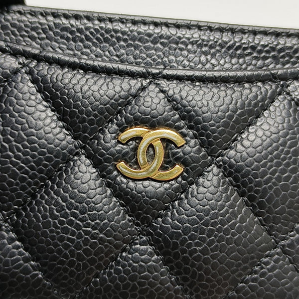 Quilted Grained Calfskin Card Holder Black