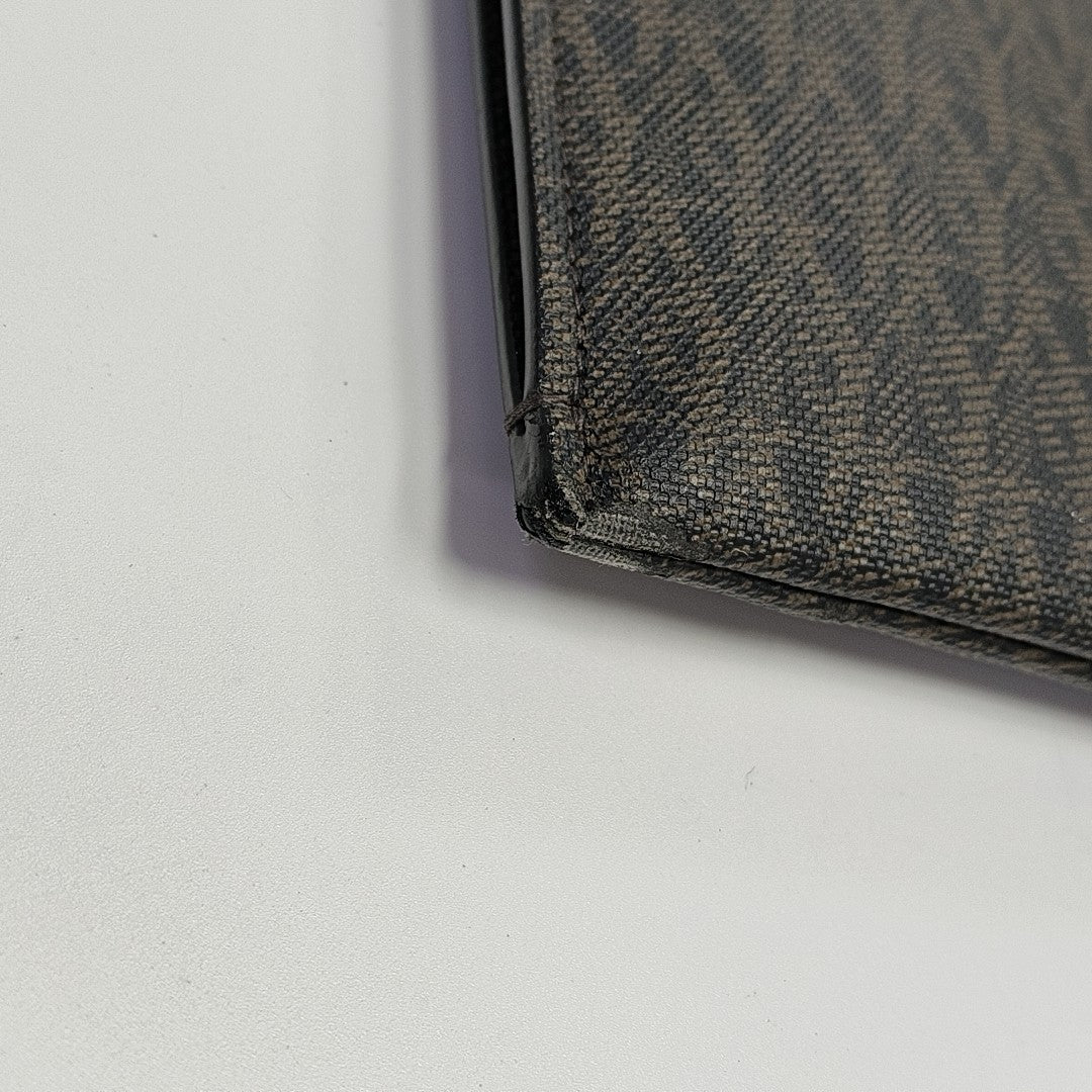 Coated Canvas Clutch Brown