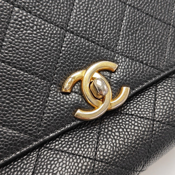 Quilted Grained Calfskin Shoulder Bag Black