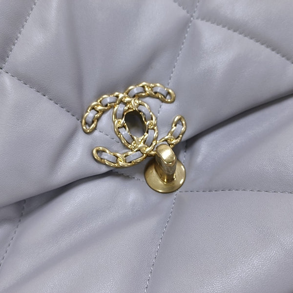 CHANEL 19 Large Quilted Lambskin Gray