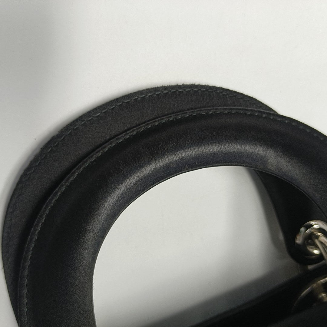 Lady Dior Mini Cannage Silk Satin Black