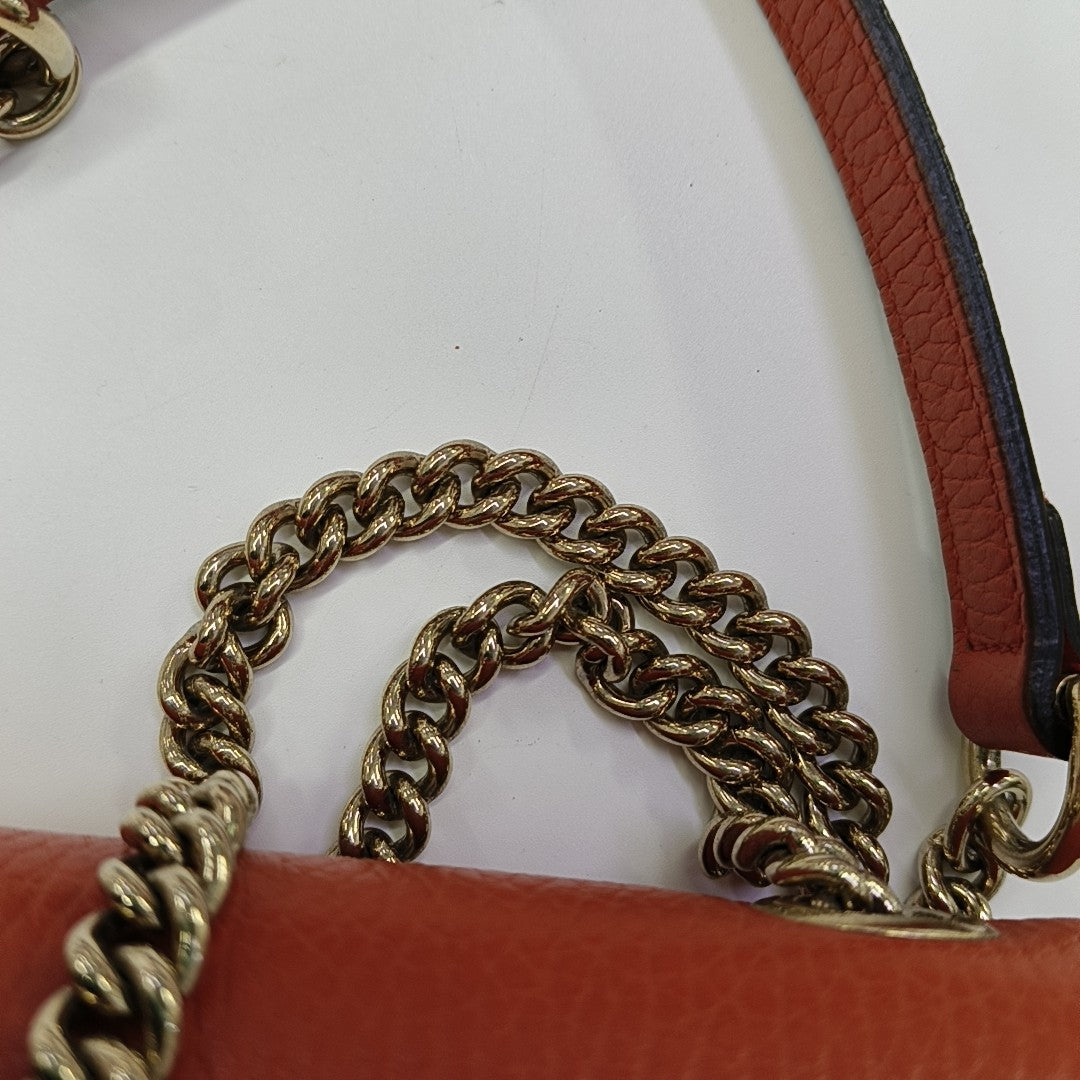 Interlocking G Small Calfskin Orange