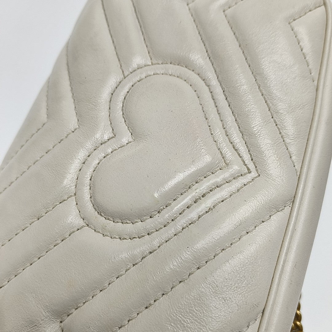 GG Marmont Mini Quilted Calfskin White