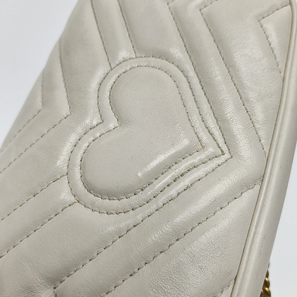 GG Marmont Mini Quilted Calfskin White
