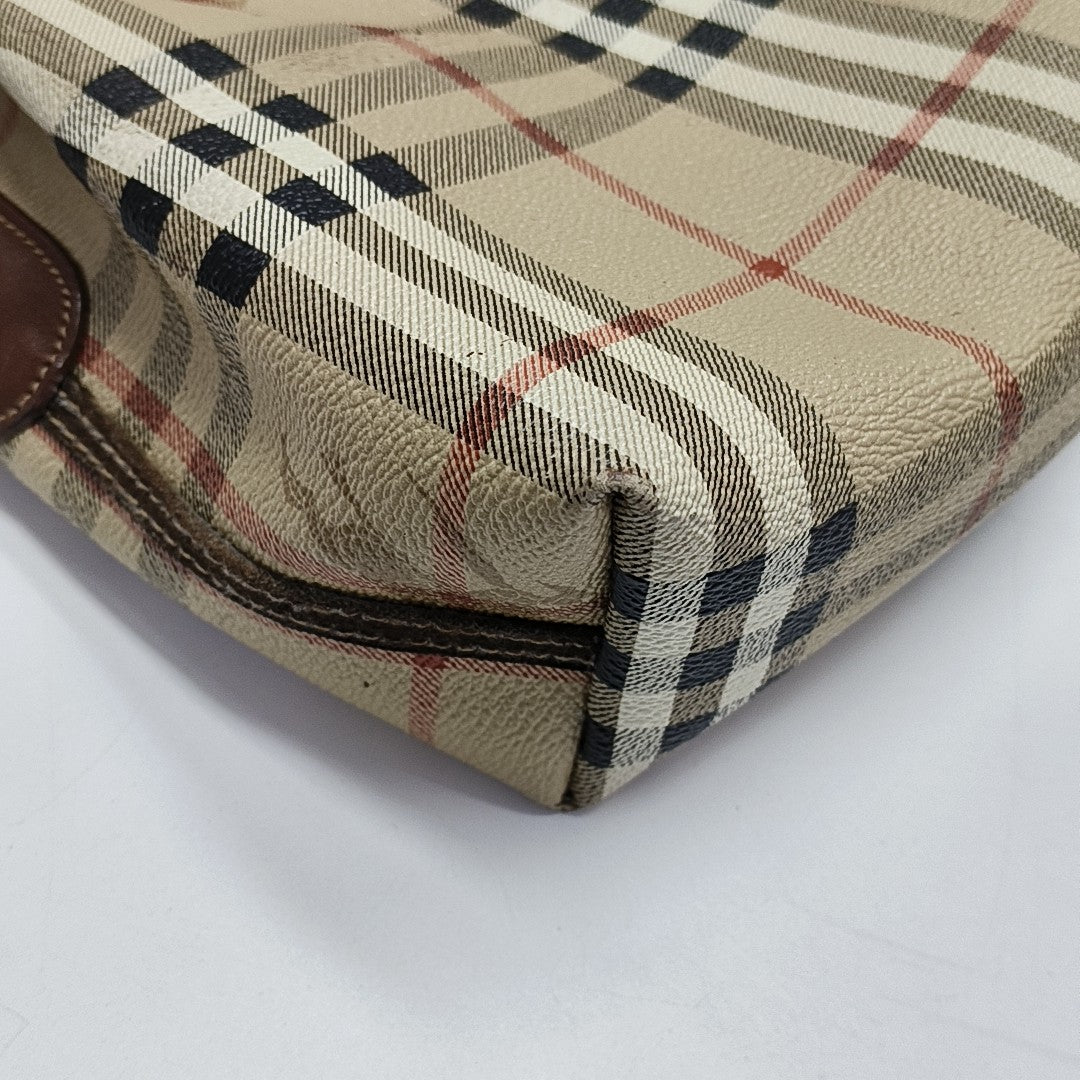 Coated Canvas Shoulder Bag Beige
