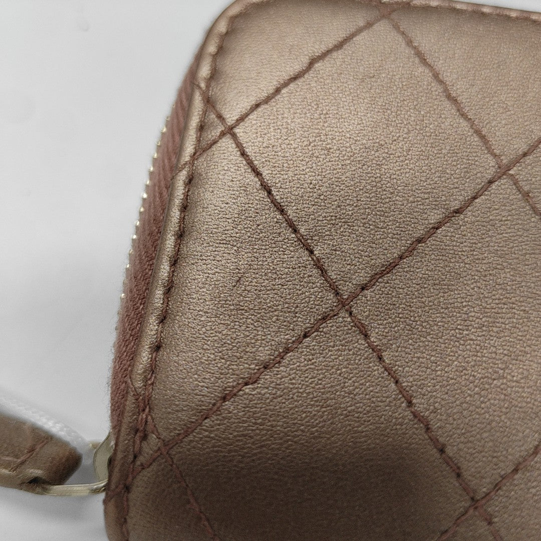 Quilted Lambskin Card Holder Beige