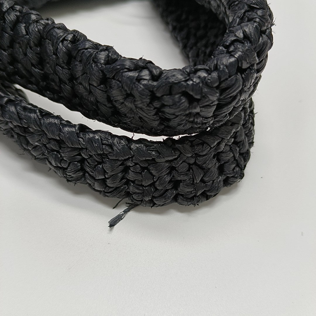 Straw Tote Bag Black