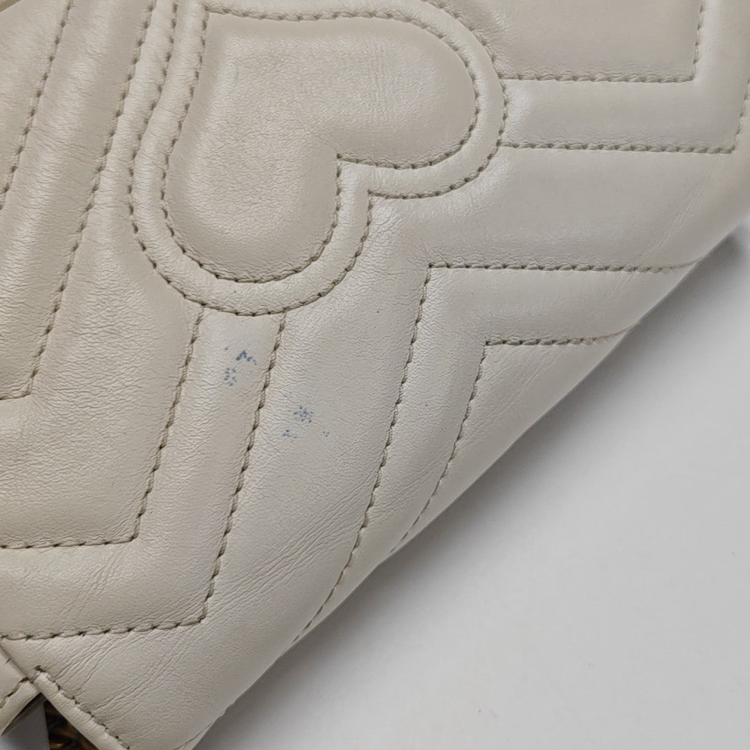GG Marmont Mini Quilted Calfskin White